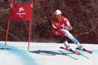 Théo Gmür en action lors des Jeux Paralympiques d'hier en 2022